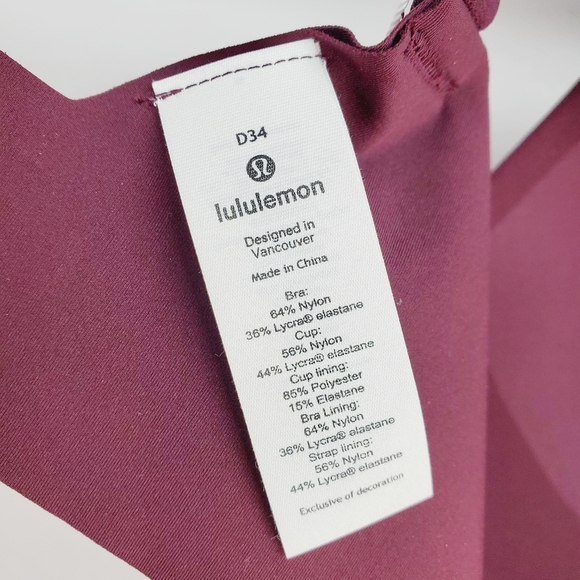 NWT Lululemon Hold True Bra Light Red Garnet 34D - Picture 5 of 12
